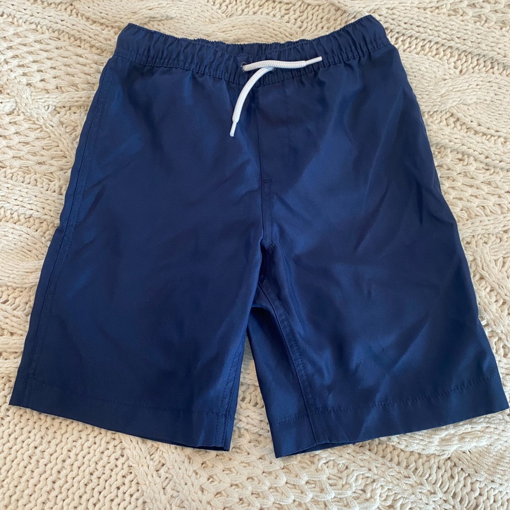 Boys Navy Blue Swim Shorts. Lands End. Size 8 Slim.
